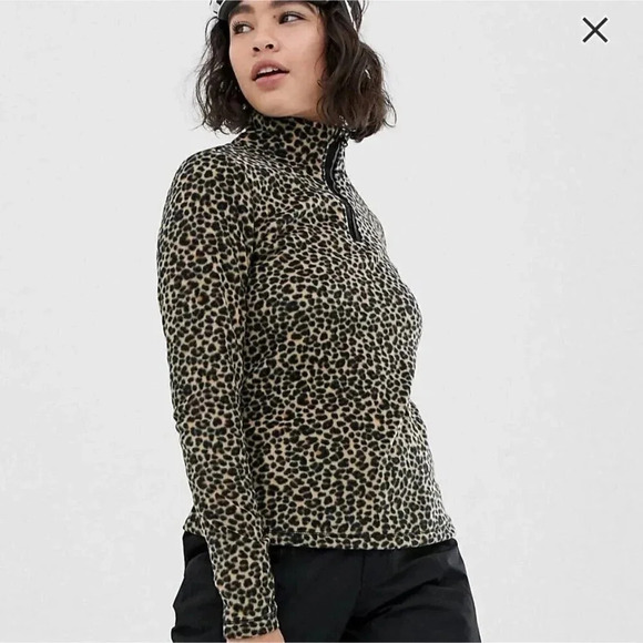 Protest New Fleece Sweater Extra Small Animal Print 1/4 Zip Long Sleeve Warm - Picture 1 of 8